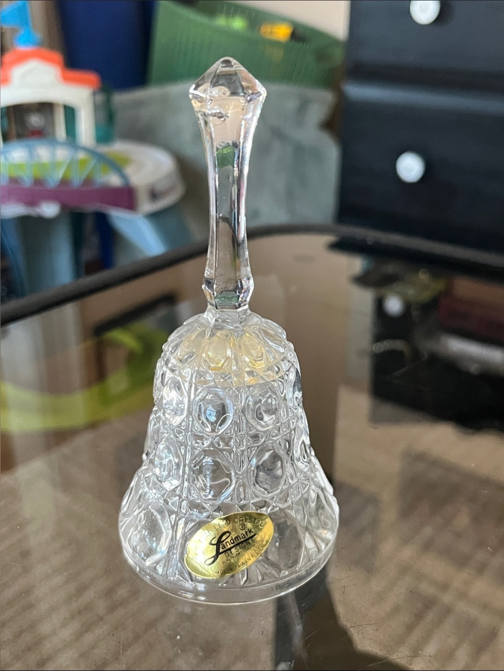 Landmark 24% Lead Crystal Glass Bell with Faceted Pattern